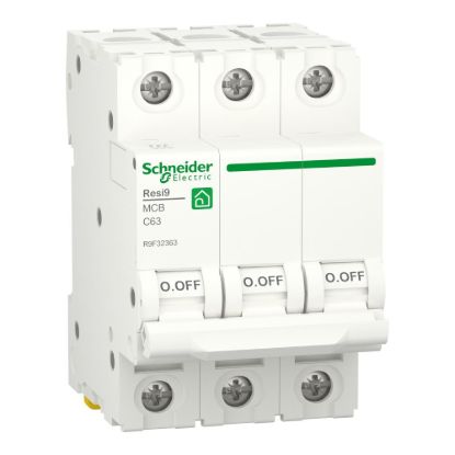 Picture of Miniature circuit breaker (MCB), Resi9, 3P, 63A, C curve, 4500A (IEC/EN 60898-1)