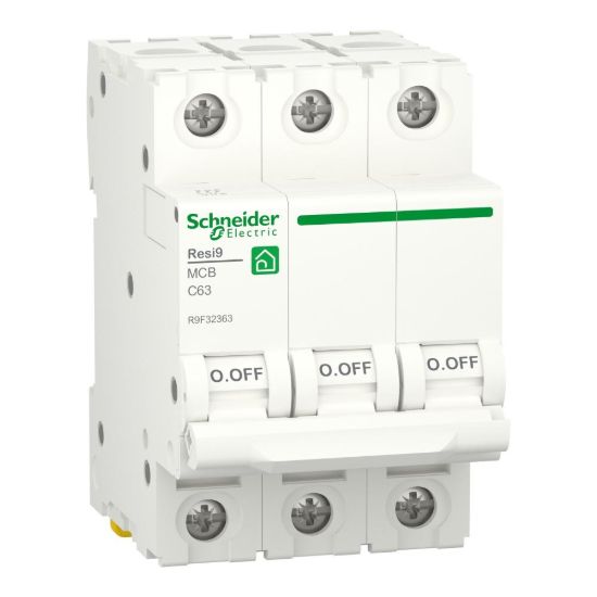 Picture of Miniature circuit breaker (MCB), Resi9, 3P, 63A, C curve, 4500A (IEC/EN 60898-1)