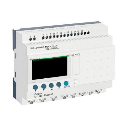 Picture of compact smart relay, Zelio Logic SR2 SR3, 20 IO, 100 to 240V AC, clock, display
