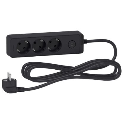 Picture of Trailing lead, Unica extend, 3 Schuko, 3m cable, anthracite