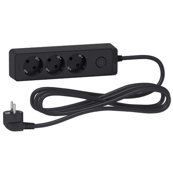 Picture of Trailing lead, Unica extend, 3 Schuko, 3m cable, anthracite