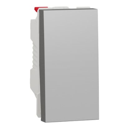 Picture of Switch, New Unica, 1-pole 1-way, 10AX, 1 module, screwless terminals, painted, IP4X, aluminium
