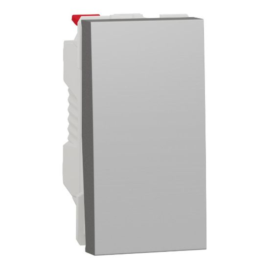 Picture of Switch, New Unica, 1-pole 1-way, 10AX, 1 module, screwless terminals, painted, IP4X, aluminium