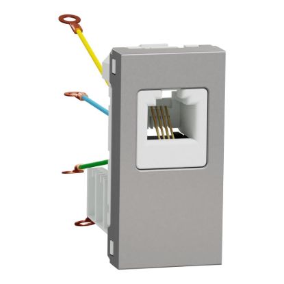 Picture of New Unica - telephone socket - 1 x RJ12 - 1 m - aluminium