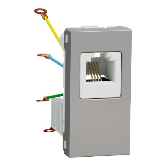 Picture of New Unica - telephone socket - 1 x RJ12 - 1 m - aluminium
