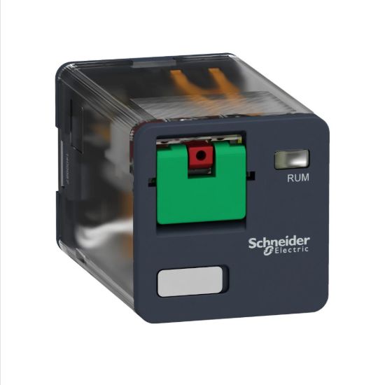 Picture of universal plug in relay, Harmony Electromechanical Relays, 10A, 3CO, lockable test but to n, 230V DC