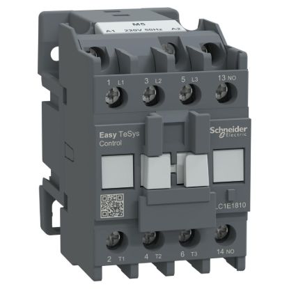 Picture of Contactor,Easy TeSys Control,LC1E,3P(3NO),AC-3,<=440V,18A,220V AC coil,50Hz,1NO auxiliary contact