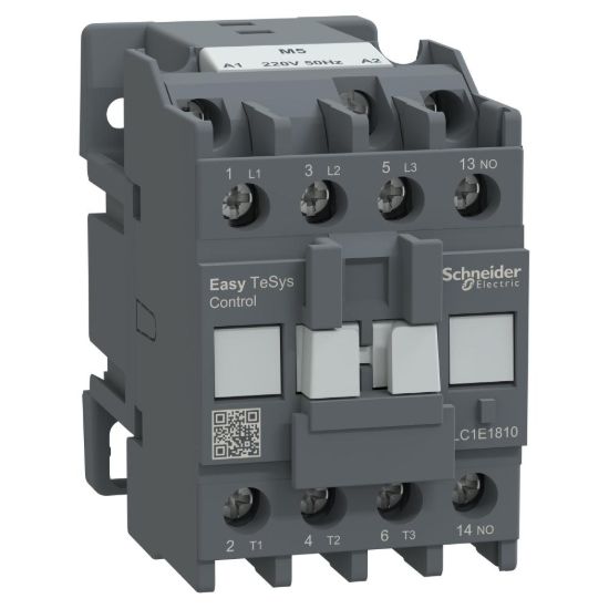 Picture of Contactor,Easy TeSys Control,LC1E,3P(3NO),AC-3,<=440V,18A,220V AC coil,50Hz,1NO auxiliary contact