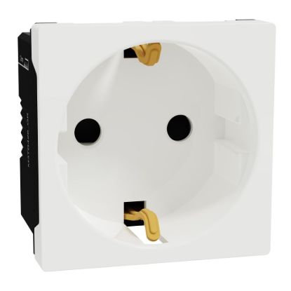 Picture of German Socket outlet, Miluz E, 16A, 250V, 2 Pin with earth, 2 Module, White