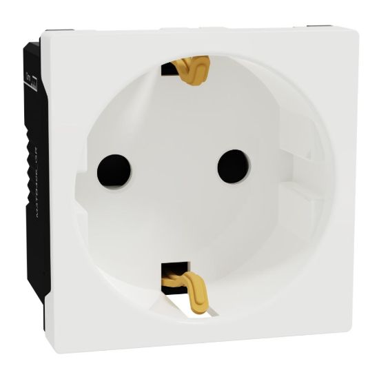 Picture of German Socket outlet, Miluz E, 16A, 250V, 2 Pin with earth, 2 Module, White