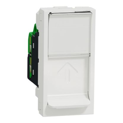 Picture of Data socket, New Unica, mechanism, RJ45, U/UTP, straight, click, shuttered, white