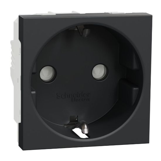Picture of Socket-outlet, New Unica, 2P+E, 16A, Schuko, with shutter, anthracite
