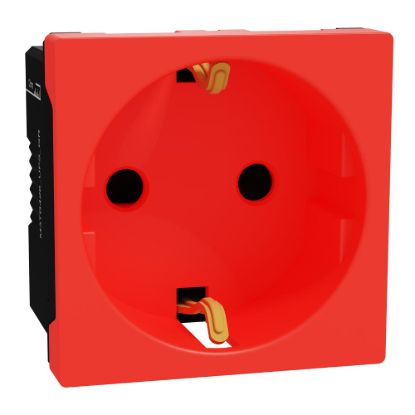 Picture of German Socket Outlet, Miluz E, 16A 250V, 2 Pin with Earth UPS, 2 Module, Red