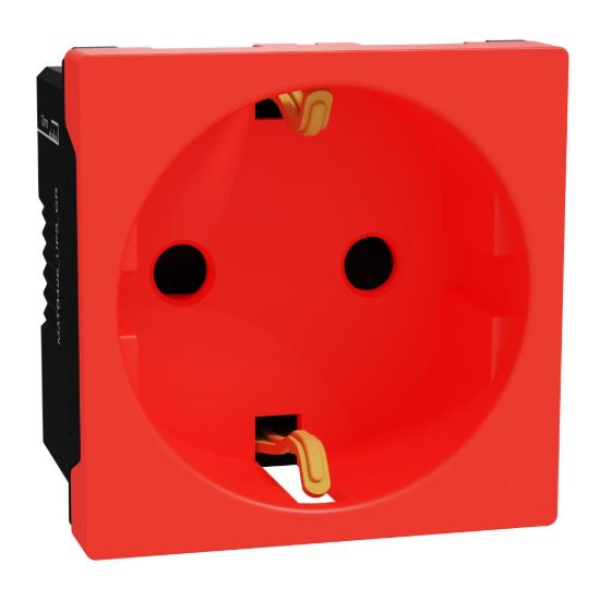 Picture of German Socket Outlet, Miluz E, 16A 250V, 2 Pin with Earth UPS, 2 Module, Red