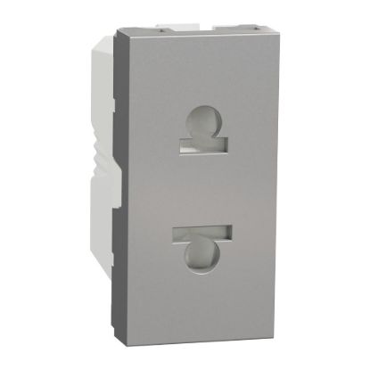 Picture of Socket-outlet, New Unica, 2P, 16A, Euroamerican, with shutter, aluminium