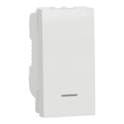 Picture of Push button switch, New Unica, 10A, 1 module, NO with location lamp, white