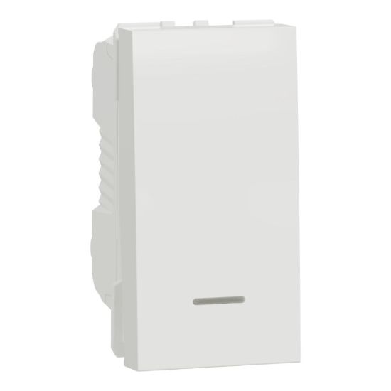 Picture of Push button switch, New Unica, 10A, 1 module, NO with location lamp, white