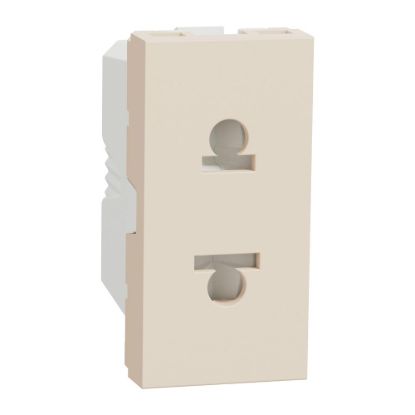 Picture of Socket-outlet, New Unica, 2P, 16A, Euroamerican, with shutter, beige