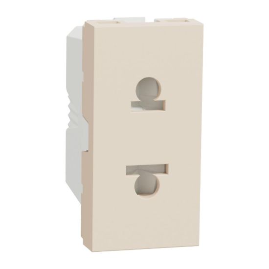 Picture of Socket-outlet, New Unica, 2P, 16A, Euroamerican, with shutter, beige