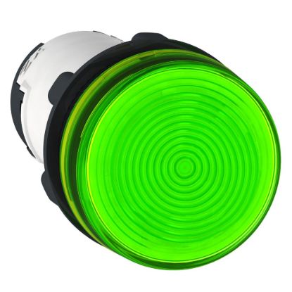 Picture of Monolithic pilot light, Harmony XB7, plastic, green, 22mm, plain lens for BA9s bulb, lt 250V