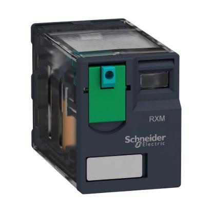 Picture of miniature plug in relay, Harmony Electromechanical Relays, 6A, 4CO, lockable test but to n, 24V DC
