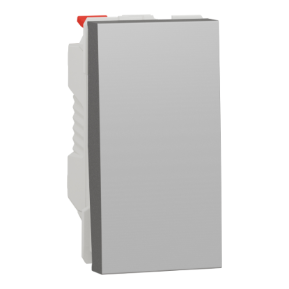 Picture of Switch, New Unica, 1-pole 2-way, 10AX, 1 module, screwless terminals, painted, IP4X, aluminium